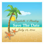Palm tree & starfish beach wedding Save the Date Custom Invitation