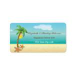 Palm tree & starfish tropical beach wedding label