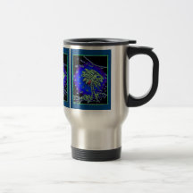 Palm tree w/ blue background coffee mugs