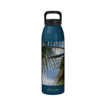 Palm tree with coconuts. water bottle