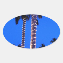 Palm Trees Alight Oval Sticker