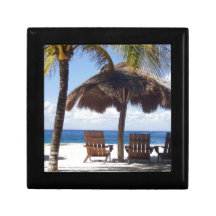 Palm Trees and chairs Mexico Beach Keepsake Box