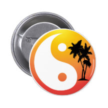 Palm Trees at Sunset Yin Yang Button