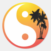 Palm Trees at Sunset Yin Yang Sticker