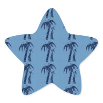 Palm Trees on Blue Star Stickers