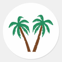 Palm trees round sticker
