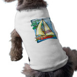 Palm Trees & Sailboat Dog T-shirt
