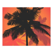 Palm Trees Sunset Silhouettes Photographic Print