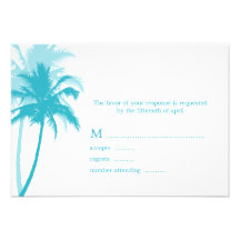Palm Trees Tropical Wedding Response Cards Custom Invitation