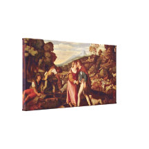 Palma Vecchio - Jacob and Rachel Stretched Canvas Prints