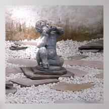 Pan Statue Playing Flute in Rock Garden Posters