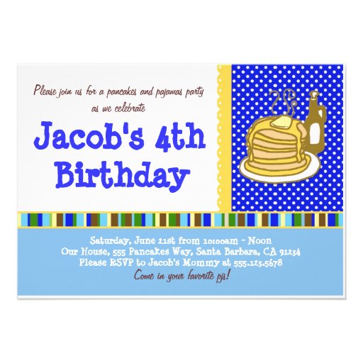 Pancakes and Pyjamas Birthday Invitation