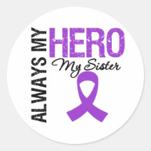 Pancreatic Cancer Always My Hero My Sister Round Sticker