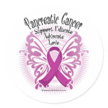 Pancreatic Cancer Butterfly 3 Round Sticker