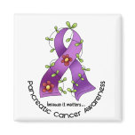 Pancreatic Cancer FLOWER RIBBON 1 Refrigerator Magnets