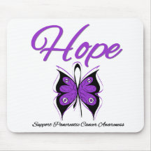 Pancreatic Cancer Hope Butterfly Ribbon Mouse Pads