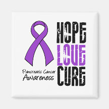 Pancreatic Cancer Hope Love Cure Ribbon Refrigerator Magnet