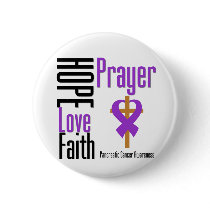 Pancreatic cancer Hope Love Faith Prayer Cross Pinback Buttons
