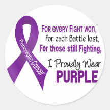 Pancreatic Cancer I Proudly Wear Purple Round Stickers