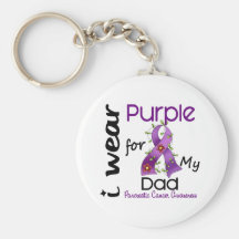 Pancreatic Cancer I Wear Purple For My Dad 43 Keychain