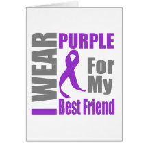 Pancreatic Cancer I Wear Purple Ribbon Best Friend Cards