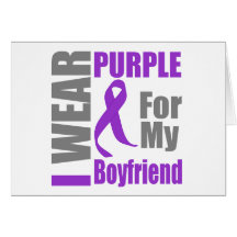 Pancreatic Cancer I Wear Purple Ribbon Boyfriend Card