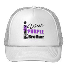 Pancreatic Cancer I Wear Purple Ribbon Brother Hat