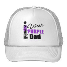 Pancreatic Cancer I Wear Purple Ribbon Dad Mesh Hats