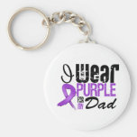 Pancreatic Cancer I Wear Purple Ribbon DAD Keychain