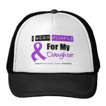 Pancreatic Cancer I Wear Purple Ribbon Daughter Trucker Hats