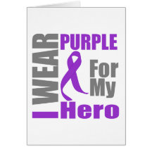 Pancreatic Cancer I Wear Purple Ribbon For My Hero Card