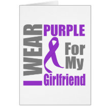 Pancreatic Cancer I Wear Purple Ribbon Girlfriend Greeting Cards
