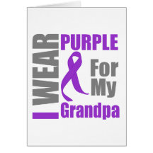 Pancreatic Cancer I Wear Purple Ribbon Grandpa Card