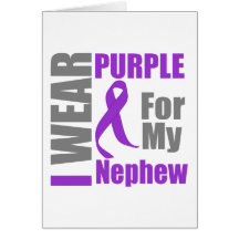 Pancreatic Cancer I Wear Purple Ribbon Nephew Greeting Card