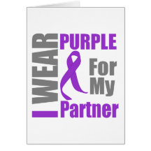 Pancreatic Cancer I Wear Purple Ribbon Partner Greeting Cards