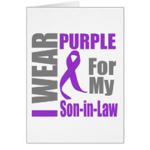 Pancreatic Cancer I Wear Purple Ribbon Son-in-Law Greeting Card
