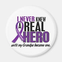 Pancreatic Cancer NEVER KNEW A HERO 2 Grandpa Fridge Magnets