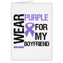 Pancreatic Cancer Purple Ribbon (Boyfriend) Greeting Card