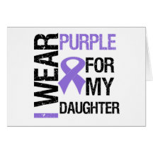 Pancreatic Cancer Purple Ribbon (Daughter) Greeting Cards