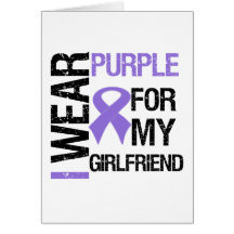 Pancreatic Cancer Purple Ribbon (Girlfriend) Greeting Cards
