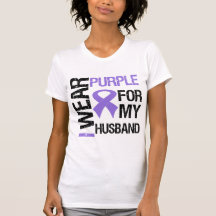 Pancreatic Cancer Purple Ribbon (Husband) Tshirts
