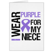 Pancreatic Cancer Purple Ribbon (Niece) Greeting Cards