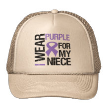 Pancreatic Cancer Purple Ribbon (Niece) Mesh Hats