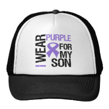Pancreatic Cancer Purple Ribbon (Son) Mesh Hat