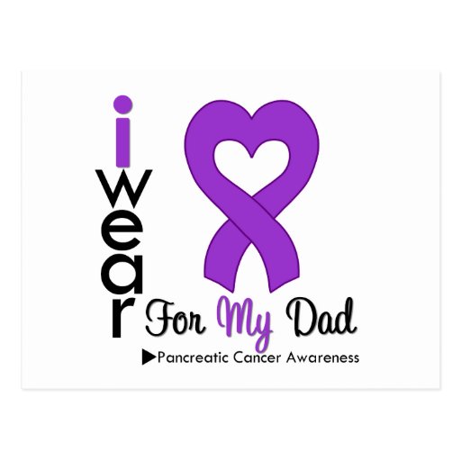 Pancreatic Cancer Purple Ribbon Support Dad Postcards