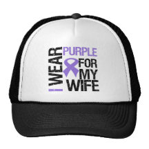 Pancreatic Cancer Purple Ribbon (Wife) Hats