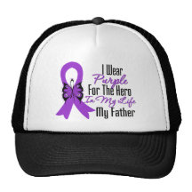 Pancreatic Cancer Ribbon My Hero My Father Trucker Hats