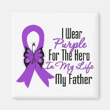Pancreatic Cancer Ribbon My Hero My Father Refrigerator Magnet
