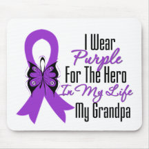 Pancreatic Cancer Ribbon My Hero My Grandpa Mouse Pads
