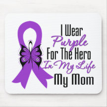 Pancreatic Cancer Ribbon My Hero My Mom Mouse Pads